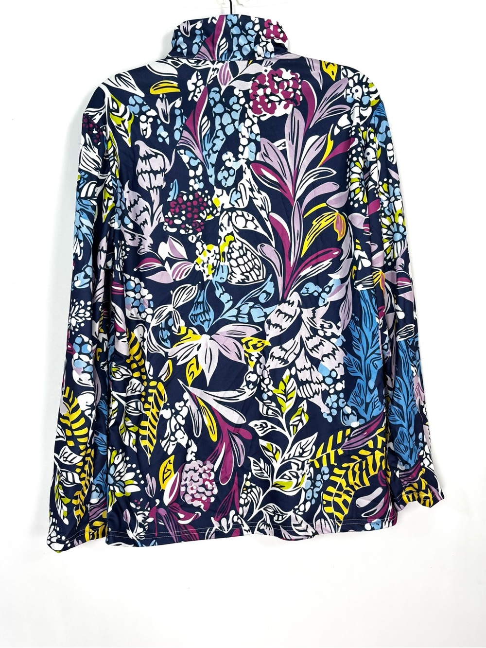 Women’s 1/4 Zip Up Popover Shirt Long Sleeve Purple Blue Floral Print Sz XXL - Picture 3 of 5